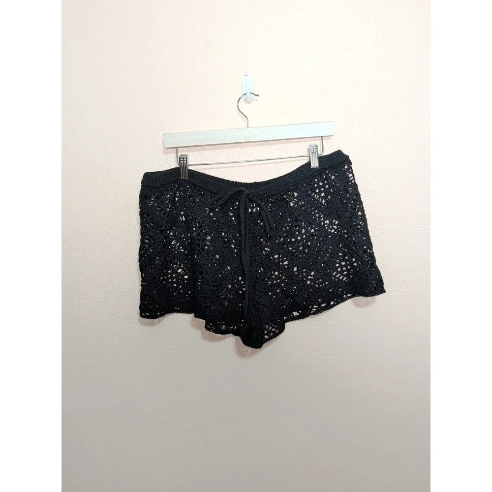 ⭐ Wild Fable Shorts Womens XL Black Crochet Beach Swim Cover Up Boho⭐ - Picture 3 of 10